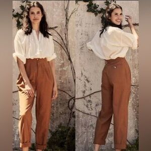 Doen Zora Pants, brown, size 6, hemmed to ankle length and never worn
